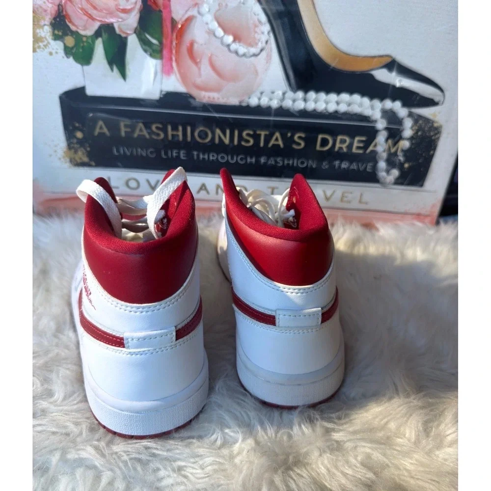 Nike Air Jordan 1 Mid White Gym Red BQ6472-161 Womens Sneakers